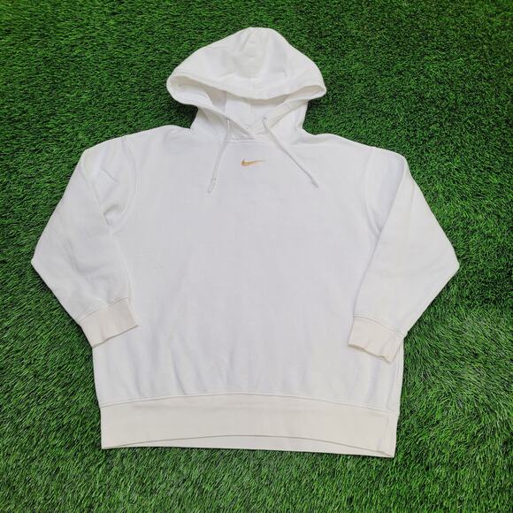NIKE Center-Swoosh Hoodie Womens S/M 24x26 Oversized White - Picture 1 of 13